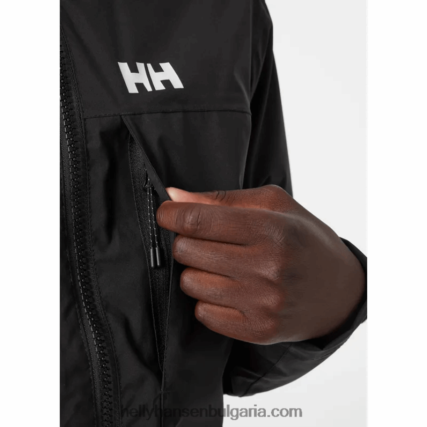 мъже мъжко яке за дъжд с качулка 80V22D232 черен Helly-Hansen