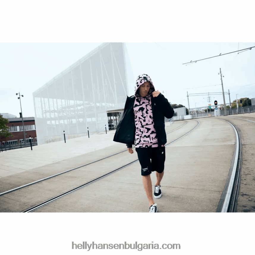 мъже мъжко яке за дъжд с качулка 80V22D232 черен Helly-Hansen