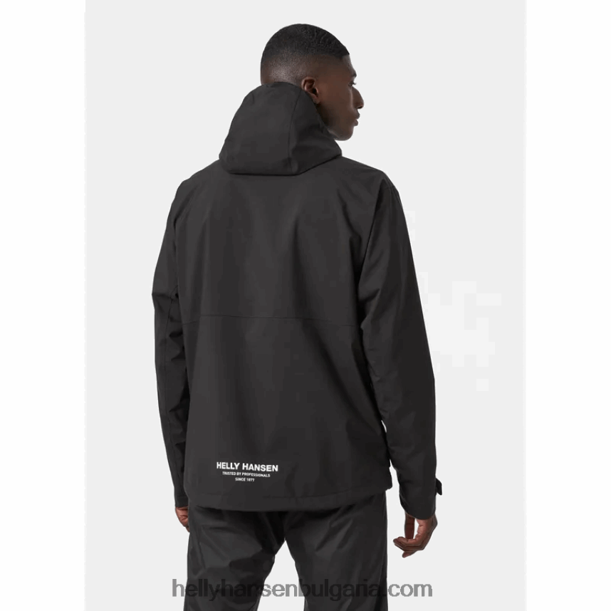 мъже мъжко яке за дъжд с качулка 80V22D232 черен Helly-Hansen