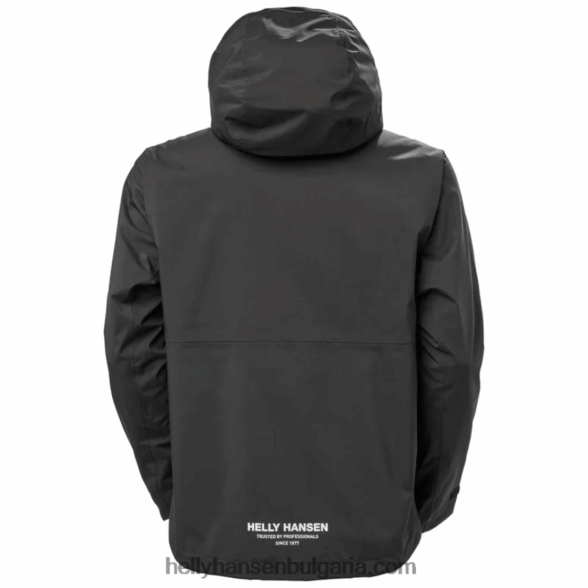 мъже мъжко яке за дъжд с качулка 80V22D232 черен Helly-Hansen