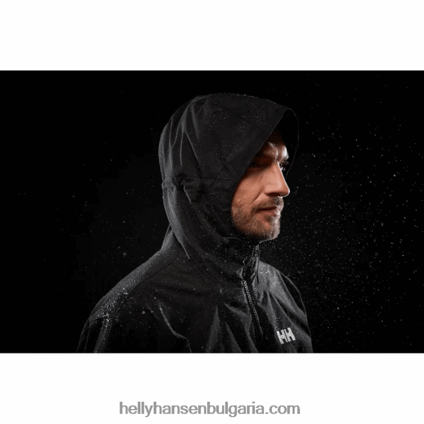 мъже мъжко яке за дъжд с качулка 80V22D232 черен Helly-Hansen