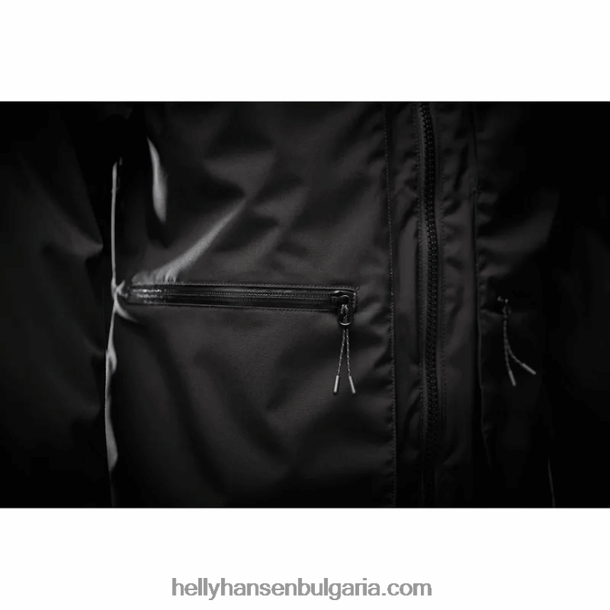 мъже мъжко яке за дъжд с качулка 80V22D232 черен Helly-Hansen
