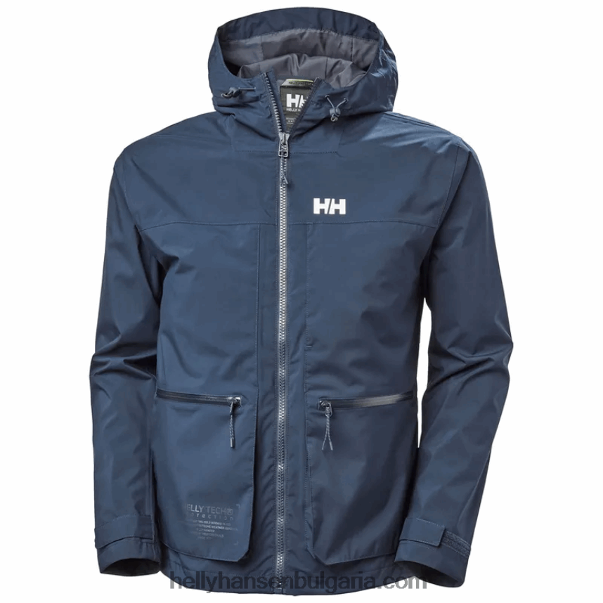 мъже мъжко яке за дъжд с качулка 80V22D233 военноморски флот Helly-Hansen