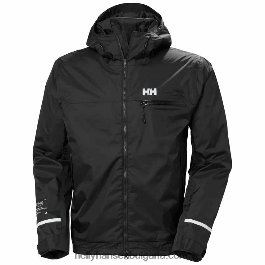 мъже мъжко велосипедно яке за дъжд с качулка 80V22D237 черен Helly-Hansen