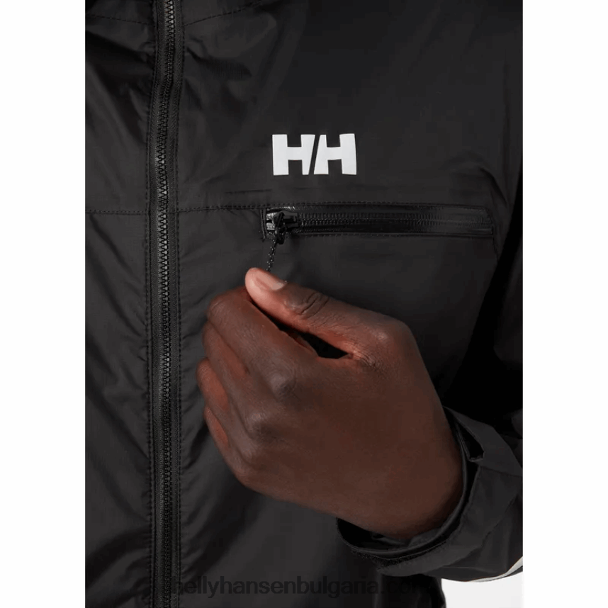 мъже мъжко велосипедно яке за дъжд с качулка 80V22D237 черен Helly-Hansen