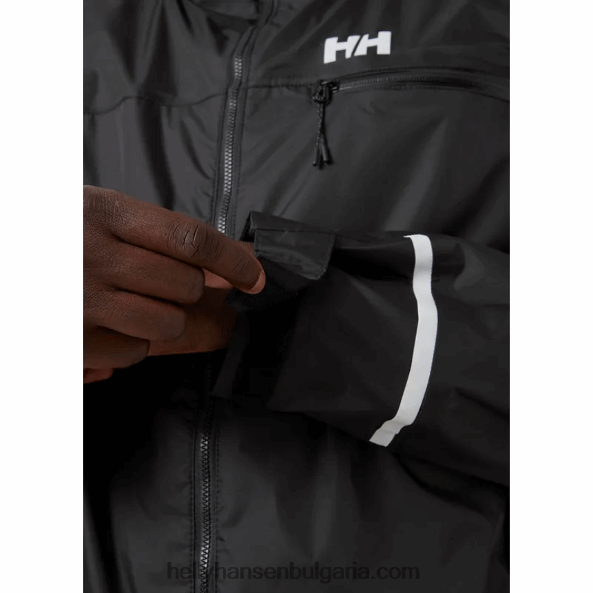 мъже мъжко велосипедно яке за дъжд с качулка 80V22D237 черен Helly-Hansen