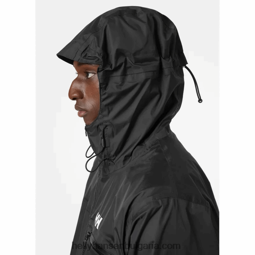 мъже мъжко велосипедно яке за дъжд с качулка 80V22D237 черен Helly-Hansen
