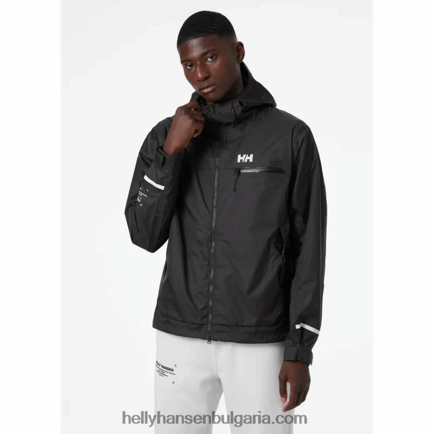 мъже мъжко велосипедно яке за дъжд с качулка 80V22D237 черен Helly-Hansen