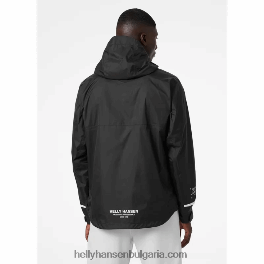 мъже мъжко велосипедно яке за дъжд с качулка 80V22D237 черен Helly-Hansen