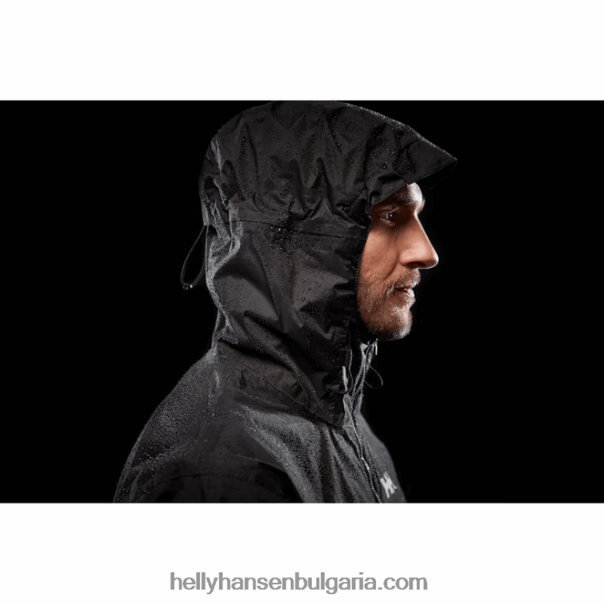 мъже мъжко велосипедно яке за дъжд с качулка 80V22D237 черен Helly-Hansen