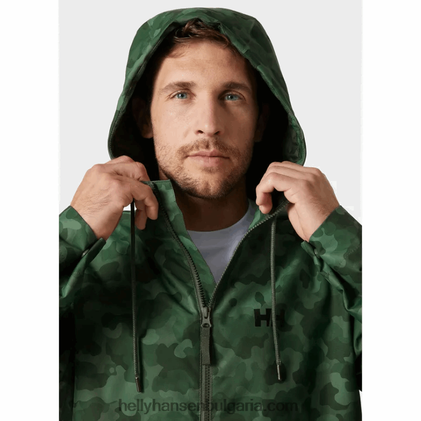 мъже мъжко дъждовно яке за градски такелаж 80V22D248 камуфлаж от смърч Helly-Hansen